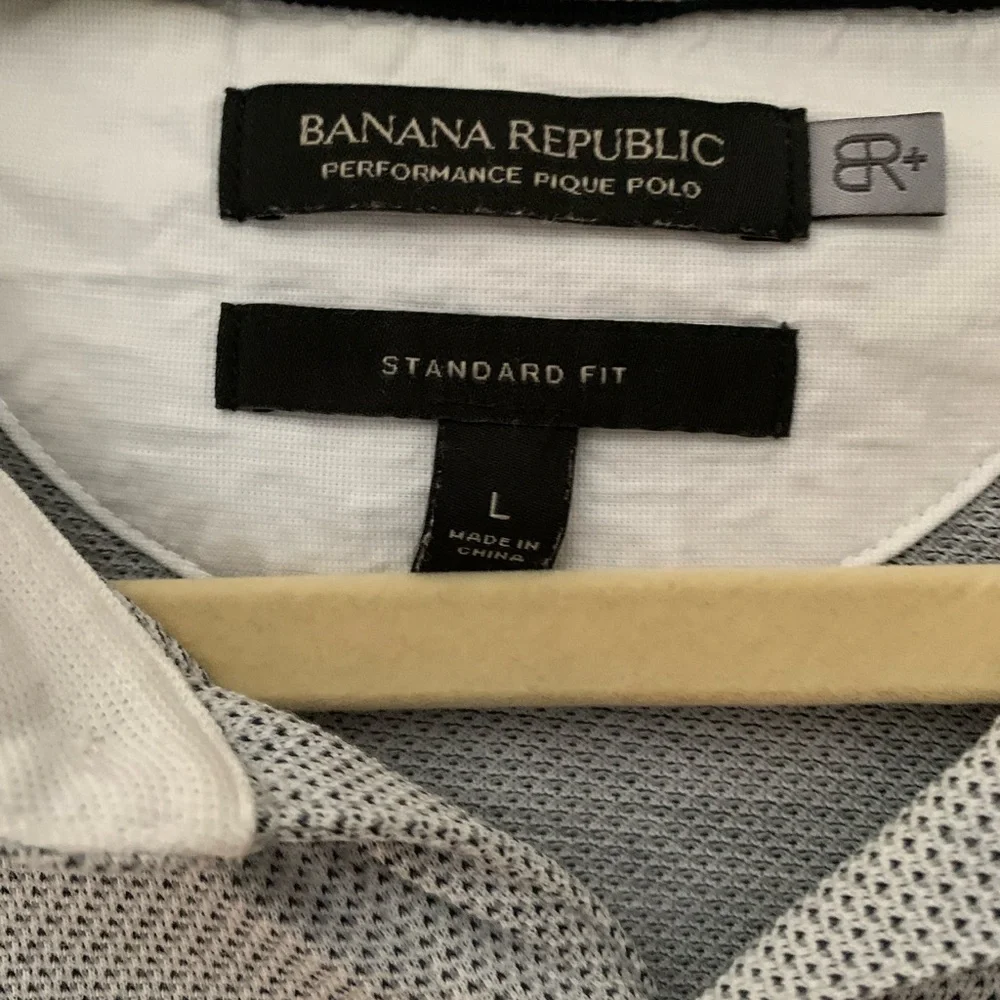 Banana Republic Performance Pique Polo Men’s Large Light Gray Golf Minimalist